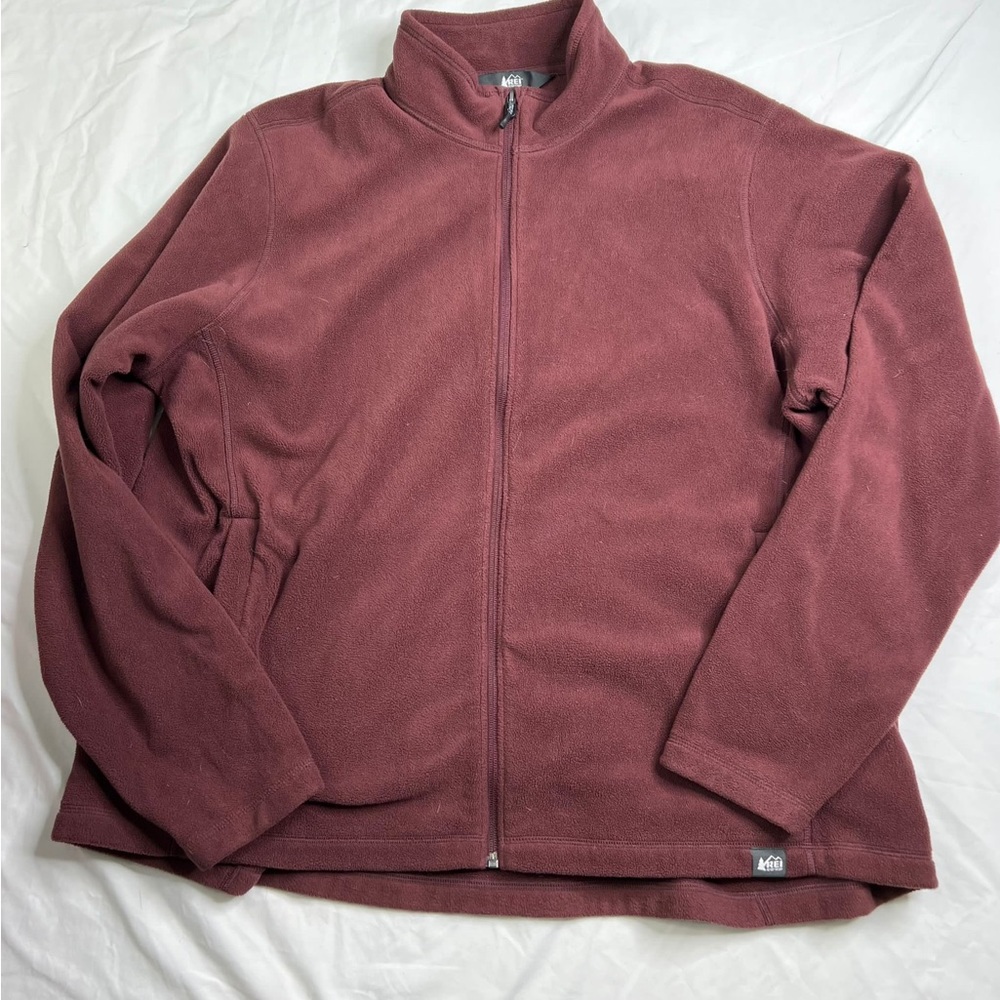 REI Co.op Men’s Full Zip Long Sleeve Fleece Jacket 2X Brown Burgundy A040823